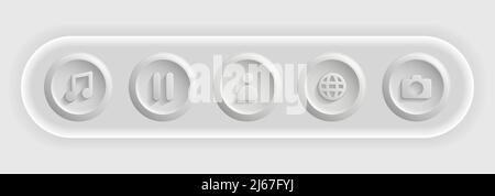 White Icons. Set of Different Ui Buttons. Vector illustration Stock Vector