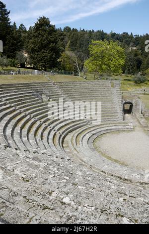 Roman theatre of Fiesole, near Florence, Tuscany, Italy, April 2022 Stock Photo