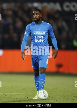 Rotterdam, Netherlands. 28th Apr, 2022. ROTTERDAM - Gerson of Olympique Marseille during the UEFA Conference League semifinal match between Feyenoord and Olympique Marseille at Feyenoord Stadium de Kuip on April 28, 2022 in Rotterdam, Netherlands. ANP MAURICE VAN STEEN Credit: ANP/Alamy Live News Stock Photo