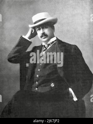 King Camp Gillette in a Panama hat. This is said to be Gillette's favorite picture of himself - circa 1907 Stock Photo