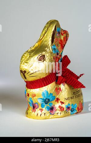 The iconic Lindt gold bunny is a worldwide symbol of Easter Stock Photo