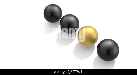 Golden sphere among the others. Outstanding concept, 3d rendering Stock Photo