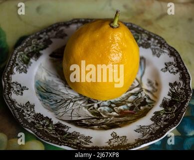 Lemon on the plate Stock Photo