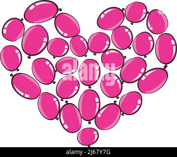 vector drawing heart shape balloons design background Stock Photo - Alamy