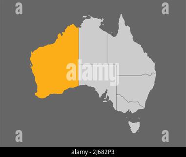 Western Australia highlight map on gray background Stock Vector