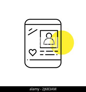 Social media profile on a tablet. Pixel perfect, editable stroke line icon Stock Vector