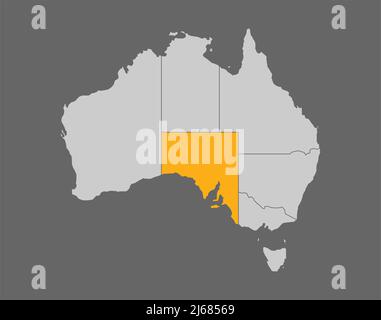 South Australia highlight map on gray background Stock Vector