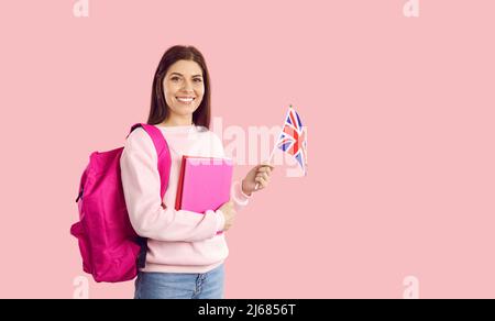 Happy English Teen Girl Holding Supplies For Painting In Hands In Art  Department Stock Photo, Picture and Royalty Free Image. Image 143000203.