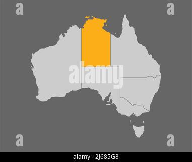 Northern Territory vector map on gray background Stock Vector