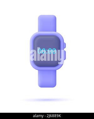 Smart watch device. Smart watch technology. 3d vector icon. Cartoon minimal style. Stock Vector