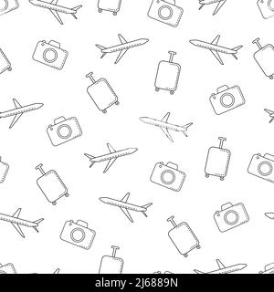 Seamless summer pattern from the contours travel Stock Vector