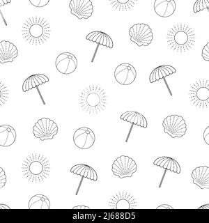 Seamless pattern of contours holiday summer sun Stock Vector