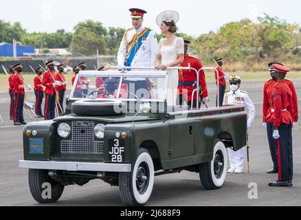 File photo dated 24/03/22 of the Duke and Duchess of Cambridge attending the inaugural Commissioning Parade for service personnel from across the Caribbean who had recently completed the Caribbean Military Academy's Officer Training Programme, in Kingston, Jamaica, on day six of their tour of the Caribbean on behalf of the Queen to mark her Platinum Jubilee. Royal tours to the Caribbean should be scrapped unless the royal family uses them to address truth, reconciliation and justice, a political activist has warned. Issue date: Friday April 29, 2022.
