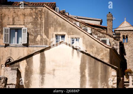 The city of Split in Croatia in the region of Dalmatia, landmark Saint Domnius Cathedral courtyard Stock Photo