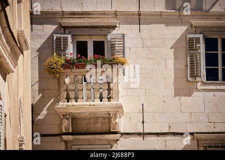 The city of Split in Croatia in the region of Dalmatia, old town balcony Stock Photo