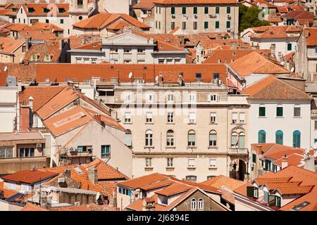 The city of Split in Croatia in the region of Dalmatia view across the city terracotta rooftops Stock Photo