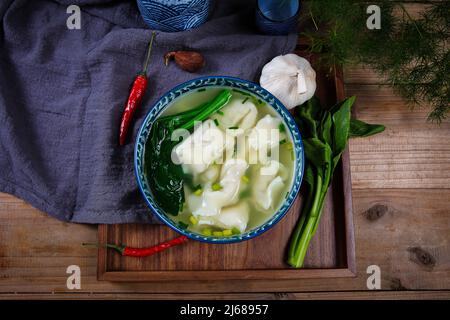 A bowl of clear soup wonton Stock Photo