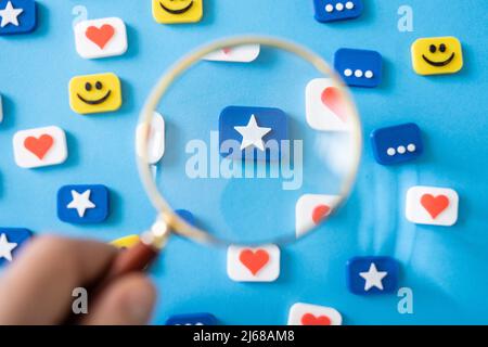 Internet Social Media Star And Like. Communication Symbol And Icon Stock Photo