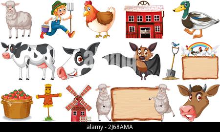 Set of farm animals border illustration Stock Vector Image & Art - Alamy