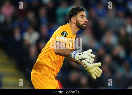 Roma goalkeeper Rui Patricio during the UEFA Europa Conference League semi-final, first leg match at the King Power Stadium, Leicester. Picture date: Thursday April 28, 2022. Stock Photo