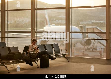 The city of Split in Croatia, Split Airport, also known as Resnik Airport Eurowings German low-cost carrier Stock Photo