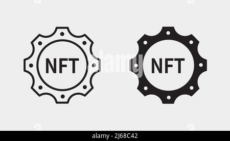 NFT setting icon. Black vector illustration isolated on white background for graphic and web design. Stock Vector
