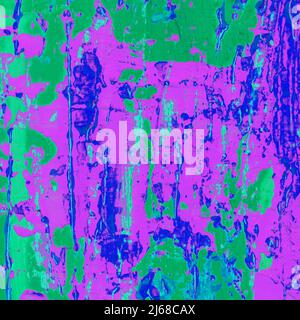 Abstract painting in purple, green and  blue, grunge style. Paint added whit a pallette knife. Stock Photo