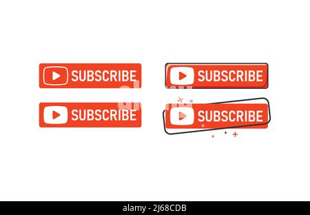 Youtube Subscribe Button Vector Template, Subscribe Button design, Subscribe icon, Subscribe logo Stock Vector