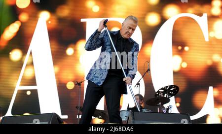 Martin Fry the lead singer of 80s Band ABC performing at Flashback Festival in Temple Newsom. (Photo by Robin Burns / SOPA Images/Sipa USA) Stock Photo