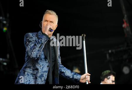 Martin Fry the lead singer of 80s Band ABC performing at Flashback Festival in Temple Newsom. (Photo by Robin Burns / SOPA Images/Sipa USA) Stock Photo