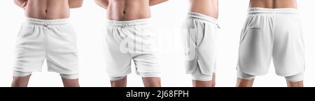 Mockup of White Sports Shorts with Underpants Compression Line