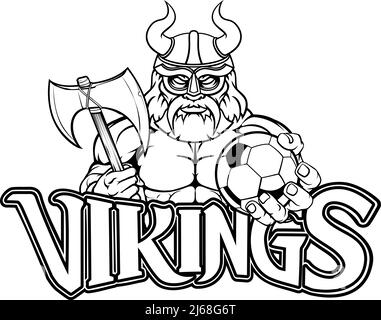 Viking soccer football sports mascot. A viking warrior gladiator