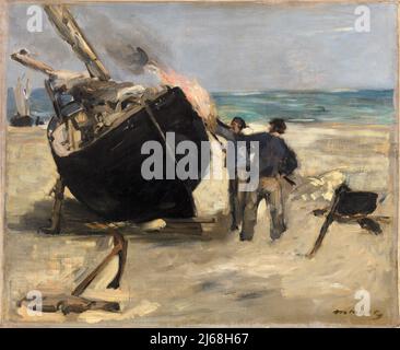 Édouard Manet (French, 1832 - 1883).Tarring the Boat (Le Bateau goudronné), July–August 1873 Stock Photo