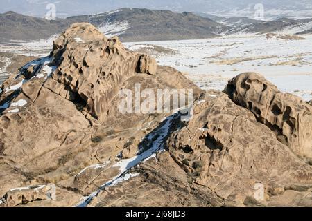 Hami city granite weathering landforms Stock Photo