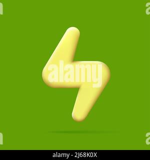 Energy 3d sign icon, thunderbolt digital icon on green backdrop. Vector illustration Stock Vector
