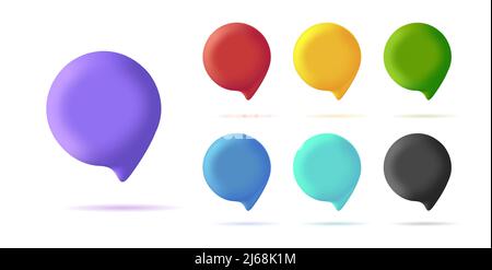 Set of digital 3d icons of chat bubble or tags in different colors. Vector illustration Stock Vector