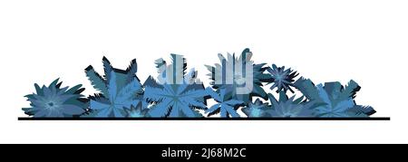 Night tropic plant landscape top view. Wild palm trees and bushes. Dark twilight jungle rainforest. Isolated on white background. Illustration forest Stock Vector