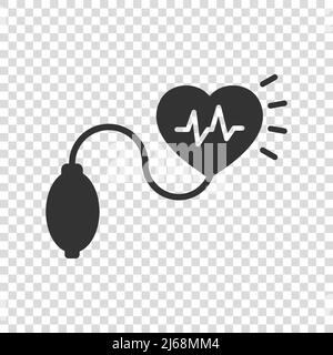 Arterial blood pressure icon in flat style. Heartbeat monitor vector illustration on isolated background. Pulse diagnosis sign business concept. Stock Vector
