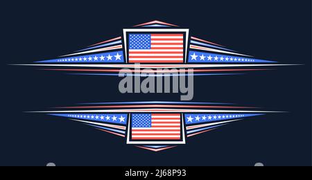 Vector border for American Holidays with blank copy space for text, decorative layout with illustration of national american flag, festive stars and s Stock Vector
