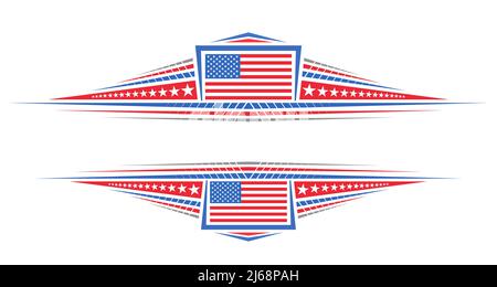 Vector border for American Holidays with blank copy space for congratulation text, decorative layout with illustration of american flag, stars and str Stock Vector