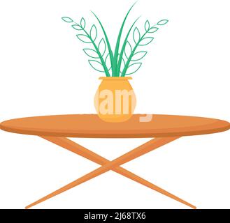 Modern coffee table with houseplant semi flat color vector object Stock Vector
