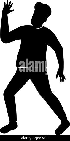 Man paralysed with fear semi flat color vector character silhouette Stock Vector