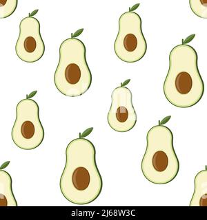 Avocado fruit pattern, color vector illustration Stock Vector