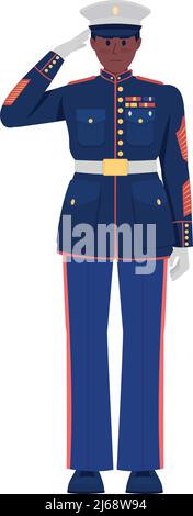 Man in full dress uniform semi flat color vector character Stock Vector