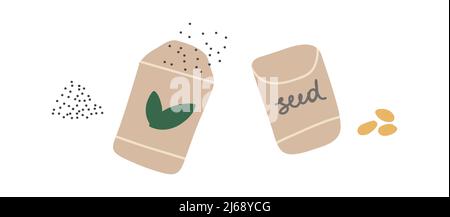 Vegetarian seeds. Healthy food. Vector art illustration. Cartoon flat style. Stock Vector