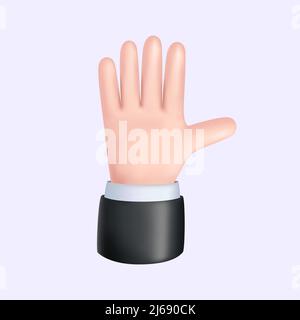 Raised Hand. High Five Icon. Isolated 3D Arm. Vector illustration Stock Vector