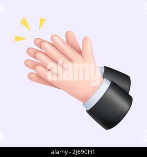 Applausing Hands Gesture. 3D Icon, Isolated Sign. Vector illustration Stock Vector