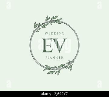EV Initials letter Wedding monogram logos template, hand drawn modern ...