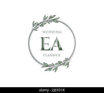 EA Initials letter Wedding monogram logos collection, hand drawn modern minimalistic and floral templates for Invitation cards, Save the Date, elegant Stock Vector