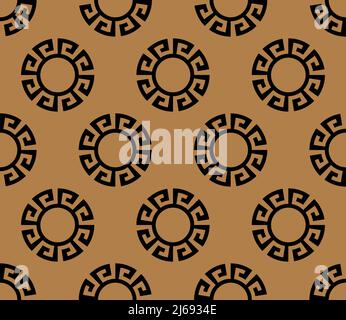 Circle greek seamless pattern with round meander borders. Stock Vector